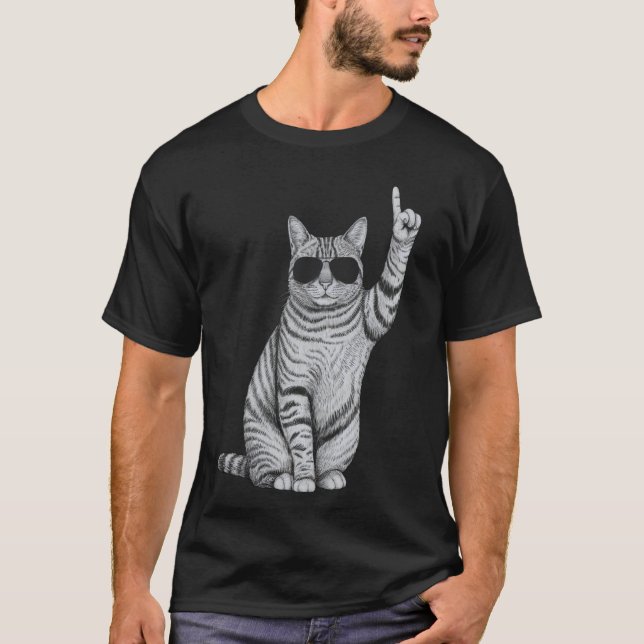 T-shirt Chat de Style Avec Lunettes de Soleil (Devant)