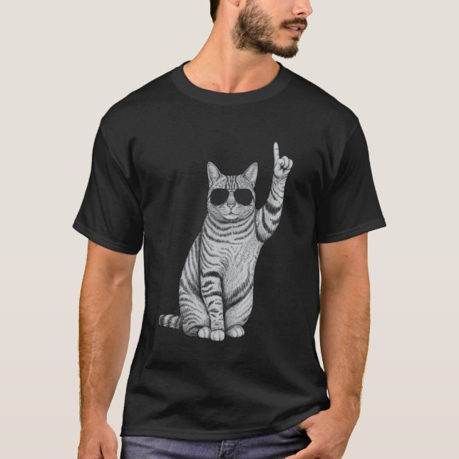 T-shirt Chat de Style Avec Lunettes de Soleil (Devant)