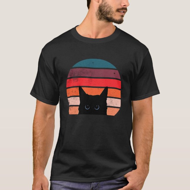 T-shirt Chat de style rétro Chats minou noir (Devant)