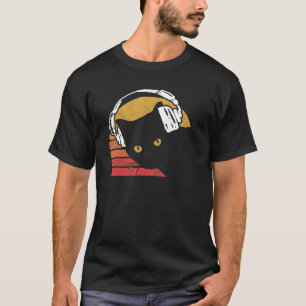 T-shirt Chat de style vintage des années 80 et casque audi