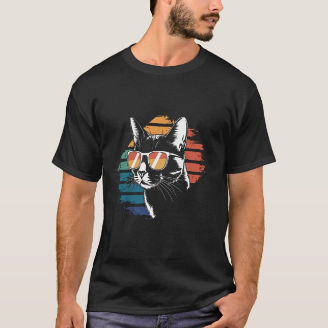 T-shirt Chat de style vintage rétro (Devant)