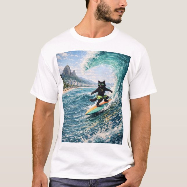 T-shirt Chat de Surf Cool (Devant)