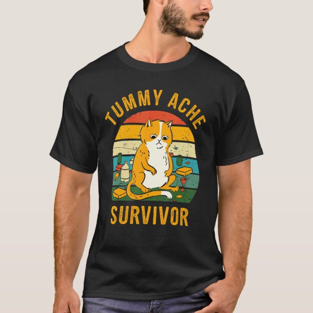 T-shirt Chat de survivant vintage Tummy Ache (Devant)