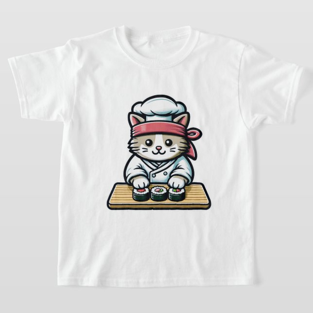 T-shirt Chat de sushi - Chat mignonne et amusante faisant  (Poser)