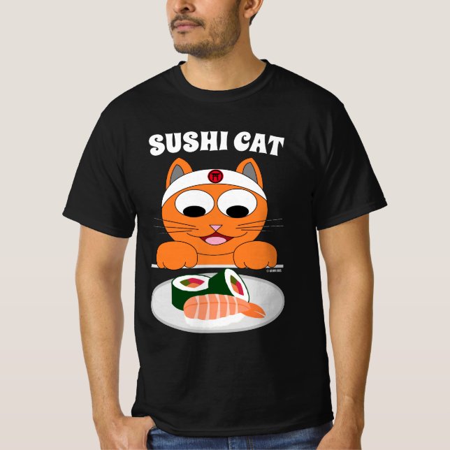 T-shirt Chat de SUSHI Dessin Animé Chat Drôle (Devant)