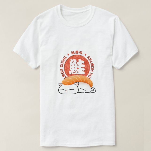 T-shirt Chat de sushi saumon (Design devant)