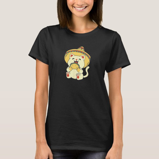 T-shirt Chat de Taco Mexico avec Sombrero (Devant)