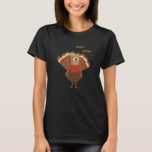T-shirt Chat de Thanksgiving Chat Faux Miaou Dinde de Than (Devant)