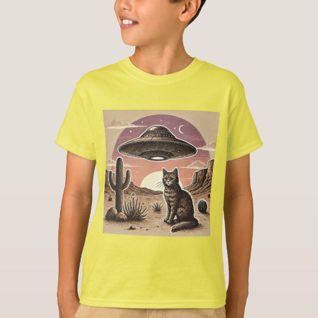 T-shirt Chat de vaisseau spatial Cowboy (Devant)