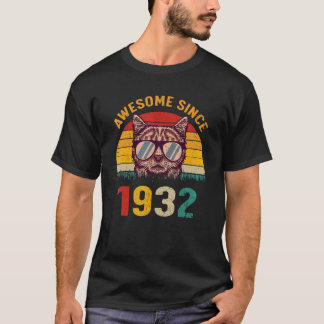 T-shirt Chat de Vintage pour 90e anniversaire  90 ans form