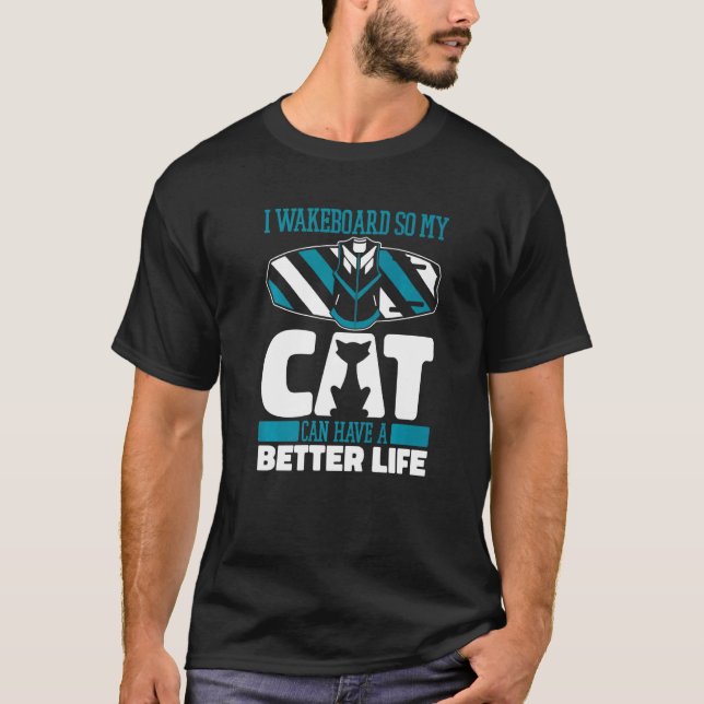 T-shirt Chat de wakeboard Wakeboardeur  Wakeboarding (Devant)