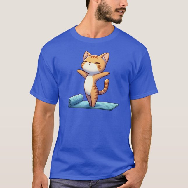T-shirt Chat de yoga chibi mignon drôle (Devant)