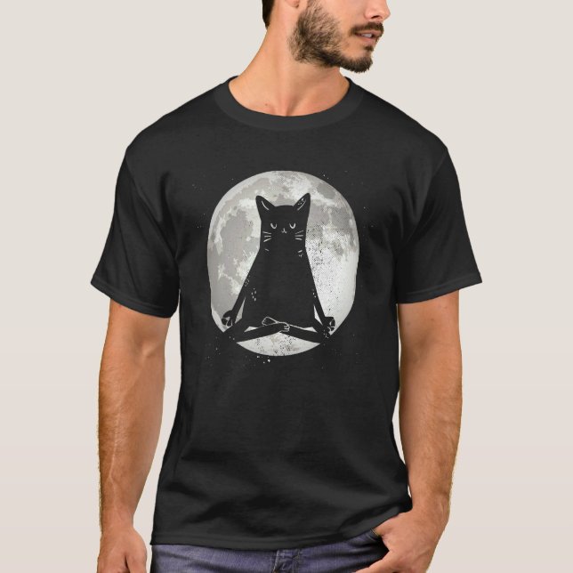 T-shirt Chat de yoga lunaire (Devant)