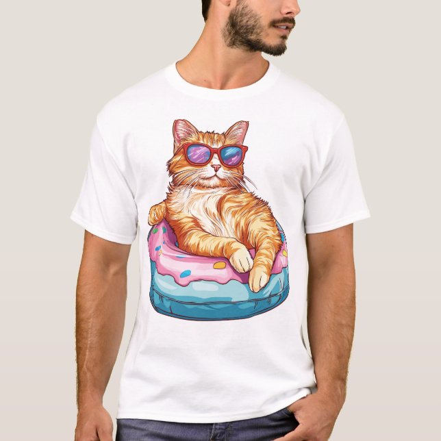 T-shirt Chat décontracté ambiance estivale – Kitty drôle a (Devant)