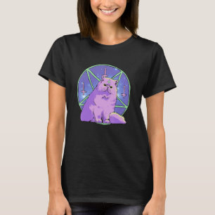 T-shirt Chat démon gothique pastel dans un pentagramme sat