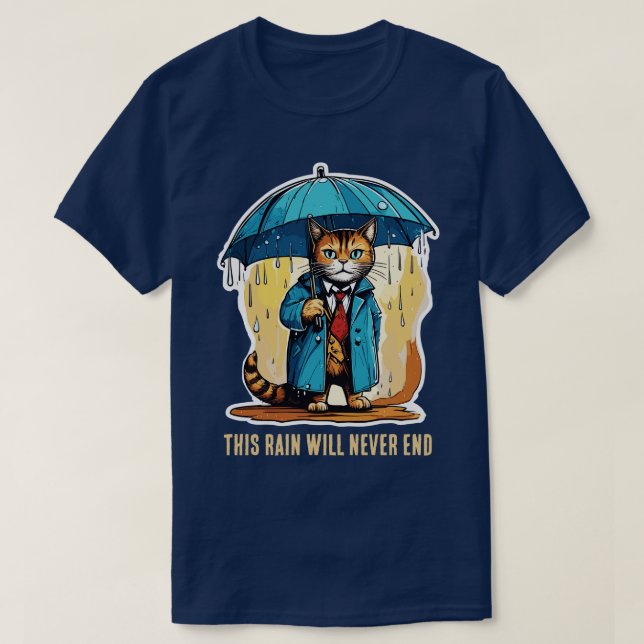 T-shirt chat déprimé sous la pluie (Design devant)