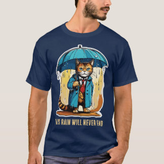 T-shirt chat déprimé sous la pluie
