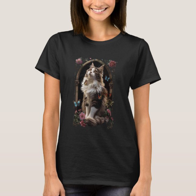 T-shirt Chat des Forêts Norvégiennes Fleur (Devant)