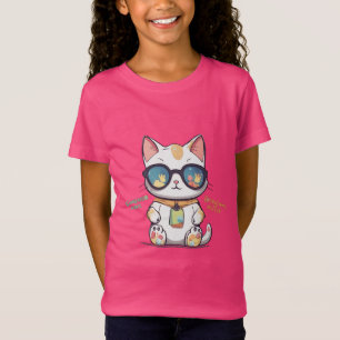 T-Shirt Chat d'été cool portant des lunettes de soleil