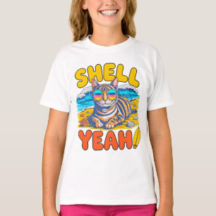 T-shirt Chat d'été Coquillage Ouais - Cadeau de chat de pl