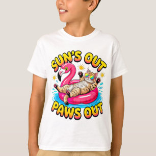 T-shirt Chat d'été Soleil dehors Pattes dehors Flamingo Fl