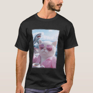 T-shirt Chat détendu cool sur un bateau de yacht avec requ