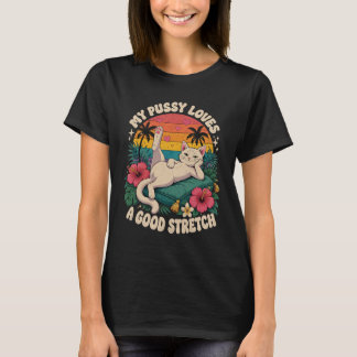 T-shirt Chat détendu étirant Coucher de soleil tropical Fé