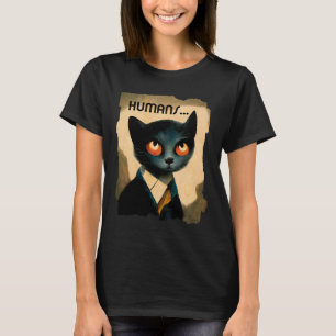 T-shirt Chat déteste les humains   Amusant Art Pour Amoure