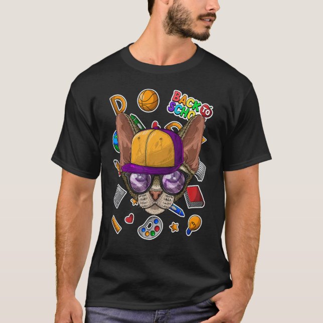 T-shirt Chat Devon Rex de retour à l'école premier jour d' (Devant)
