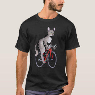 T-shirt Chat Devon Rex faisant du vélo cycliste adorable