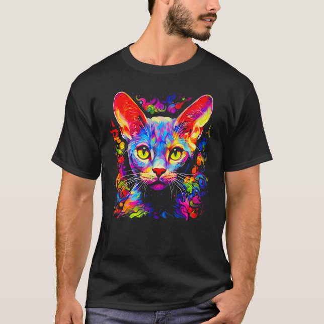 T-shirt Chat Devon Rex Pop Art (Devant)