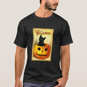 T-shirt Chat d'Halloween assis dans une citrouille Jack O 
