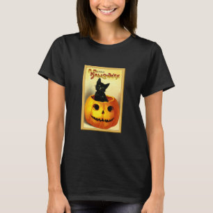 T-shirt Chat d'Halloween assis dans une citrouille Jack O 
