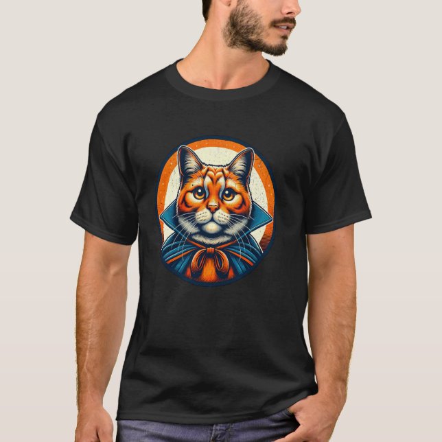 T-shirt Chat d'Halloween en costume de vampire (Devant)