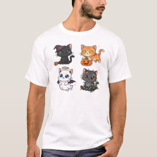 T-shirt Chat d'Halloween  Félin Inspiré Effrayant et Éléga
