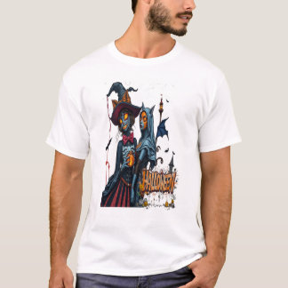 T-shirt chat d'Halloween graffiti horreur