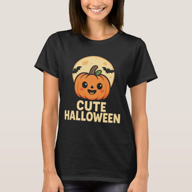 T-shirt Chat d'Halloween Kawaii (Devant)