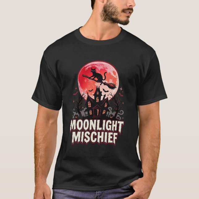 T-shirt Chat d'Halloween Lumière de Lune Méfait (Devant)
