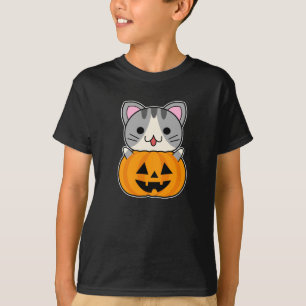 T-shirt Chat d'Halloween mignonne à Jack-o'-lantern