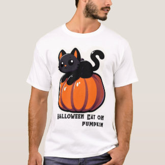 T-shirt Chat d'Halloween sur Citrouille