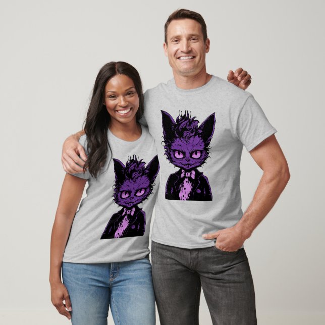 T-shirt Chat d'Halloween violet (Unisexe)
