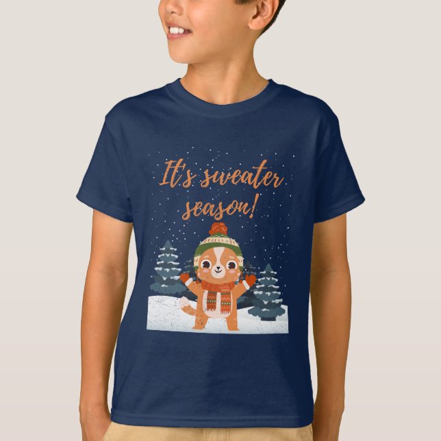T-shirt Chat d'hiver .C'est saison plus douce (Devant)