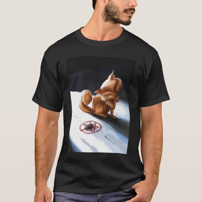 T-shirt Chat Diable de la Pentagramme (Devant)