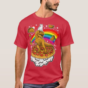 T-shirt Chat Dinosaur Pizza Tacos Arc-en-ciel Cosmique Fel