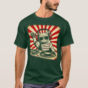T-shirt Chat DJ grattant Vinylurntable EDM Houseechno Viny