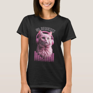 T-shirt Chat DJ Pas de demandes Kitty Casque Égaliseur Mus