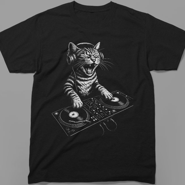 T-shirt Chat DJ Rétro qui gratte le vinyle (Créateur téléchargé)