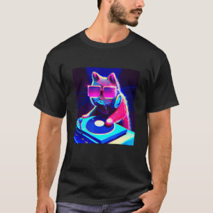 T-shirt Chat DJ Vaporwave Aesthétique Hommes Garçons Fille