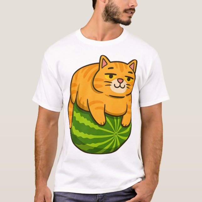 T-shirt Chat dodu sur maillot de chemise mème pastèque (Devant)