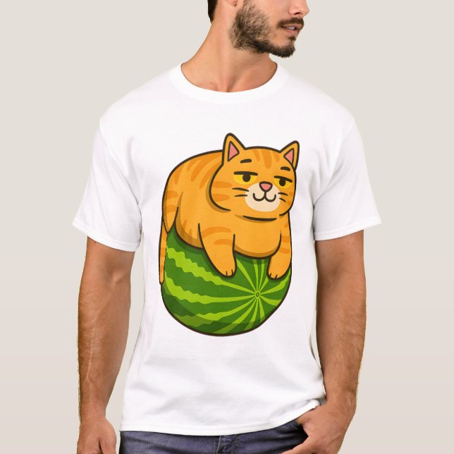 T-shirt Chat dodu sur maillot de chemise mème pastèque (Devant)